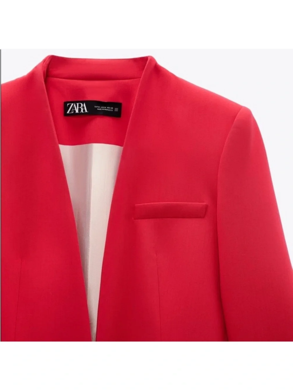 Zara Open-Front Raspberry Fitted Blazer Jacket - Picture 3 of 3